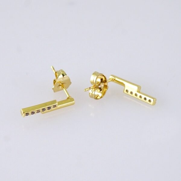 Women Earrings/ Aretes Dama/ Zircon Stone/ 14K Real Color/ Stainless Steel// E1714 - Image 2