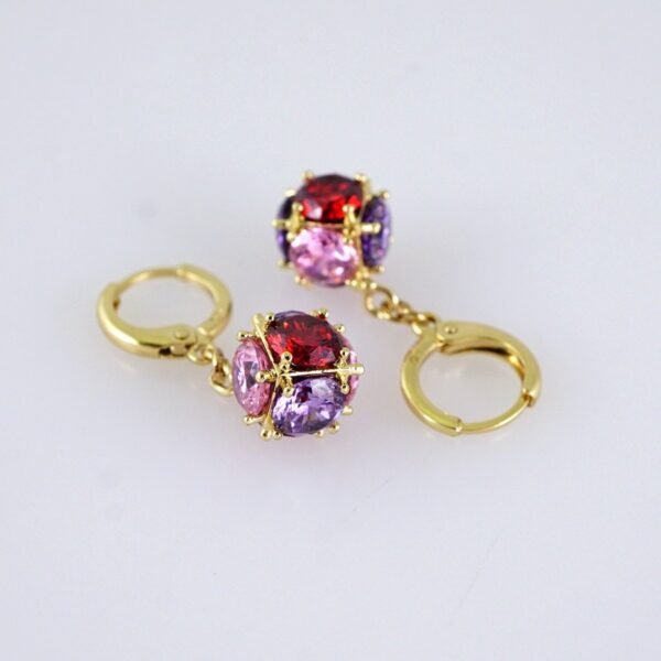 E1738 Women's Earrings - Aretes Dama - Zircon Stone MultiColor- 14K Real Color - Image 2