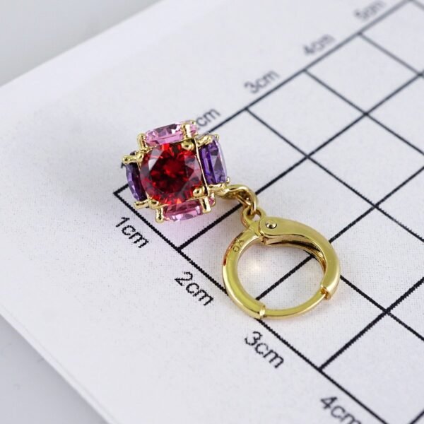 E1738 Women's Earrings - Aretes Dama - Zircon Stone MultiColor- 14K Real Color - Image 3