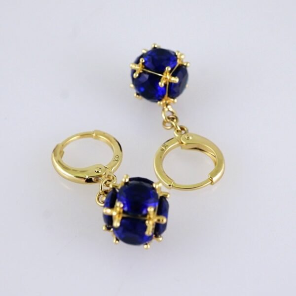 E1739 Women's Earrings - Aretes Dama - Zircon Stone Blue - 14K Real Color - Image 2