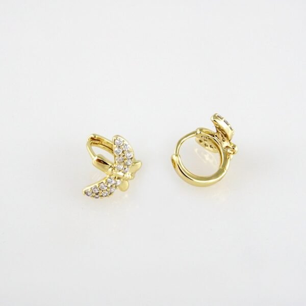 Earrings Woman/ Aretes Dama/  Zircon Stone/  14k Real Color// E181 - Image 2