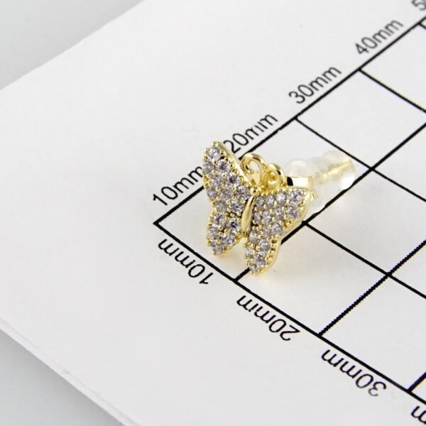 Earrings Woman/ Aretes Dama/  Zircon Stone/  14k Real Color// E182 - Image 3