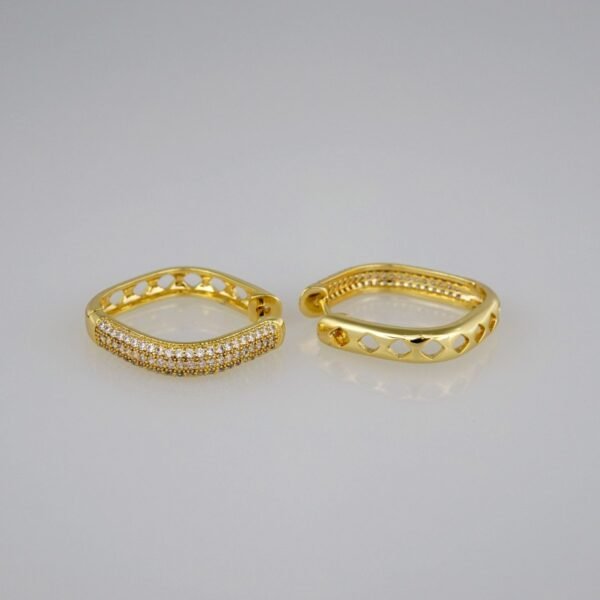 Earrings Woman/ Aretes Dama/  Zircon Stone/  14k Real Color// E296 - Image 2