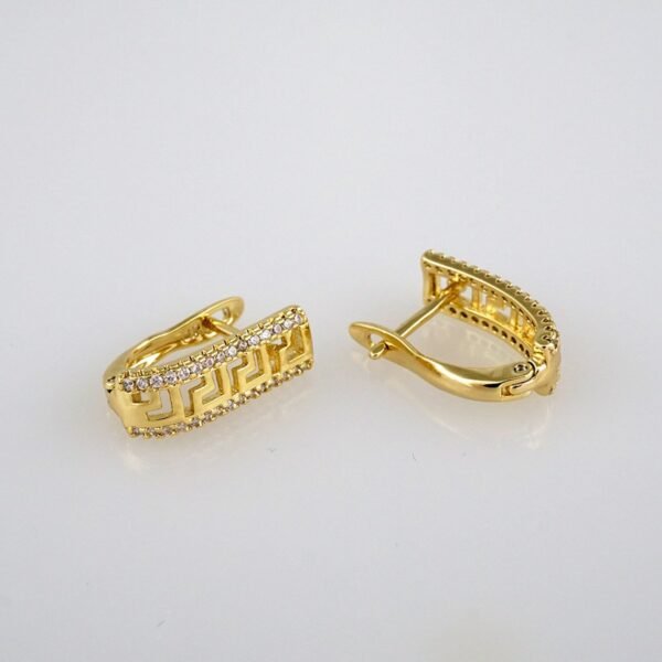 Earrings Woman/ Aretes Dama/  Zircon Stone/  14k Real Color// E307 - Image 2