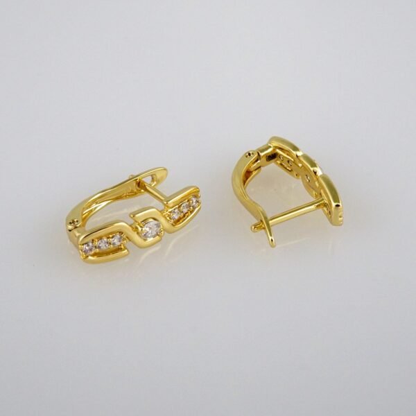 Earrings Woman/ Aretes Dama/  Zircon Stone/  14k Real Color// E308 - Image 2