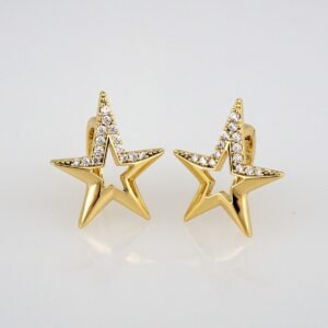 Earrings Woman/ Aretes Dama/  Zircon Stone/  14k Real Color// E311
