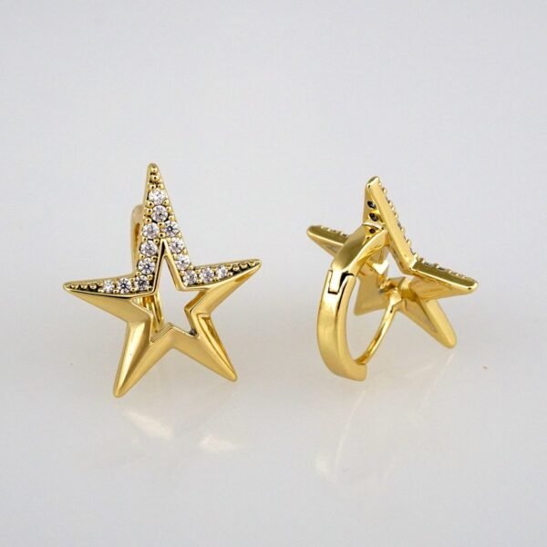 Earrings Woman/ Aretes Dama/  Zircon Stone/  14k Real Color// E311 - Image 2