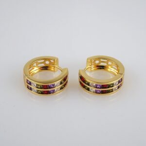 Earrings Woman/ Aretes Dama/  Zircon Stone/  14k Real Color// E319