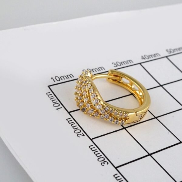 Earrings Woman/ Aretes Dama/  Zircon Stone/  14k Real Color// E327 - Image 3