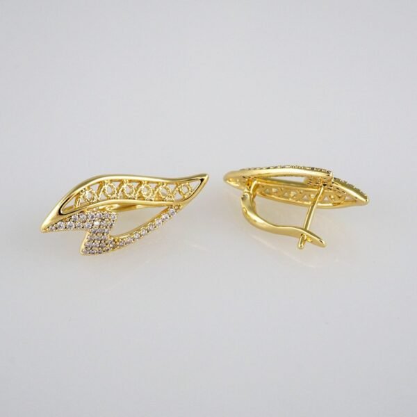 Earrings Woman/ Aretes Dama/  Zircon Stone/  14k Real Color// E331 - Image 2