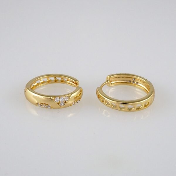 Earrings Woman/ Aretes Dama/  Zircon Stone/  14k Real Color// E341 - Image 2