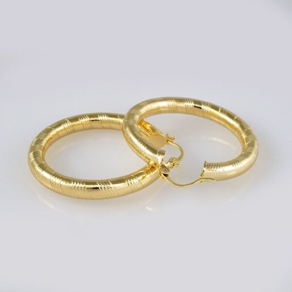 Earrings Woman/ Aretes Dama/  Plain/  14k Real Color// E354 - Image 2