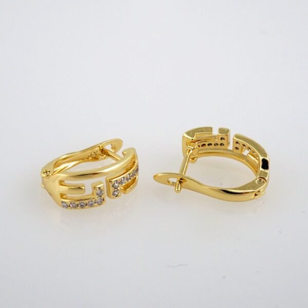 Earrings Woman/ Aretes Dama/  Zircon Stone/  14k Real Color// E369 - Image 2