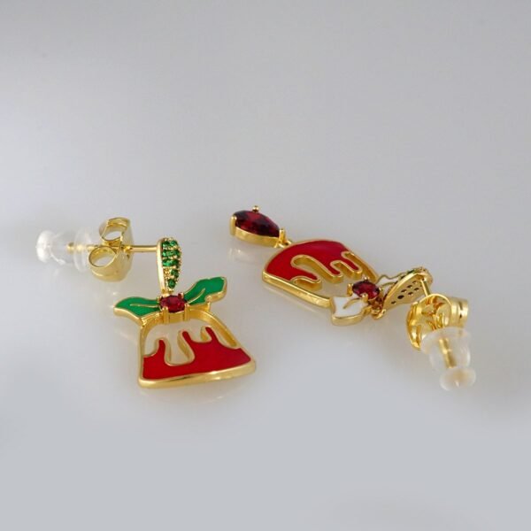 Earrings Woman/ Aretes Dama/  Plain/  14k Real Color// E381 - Image 2
