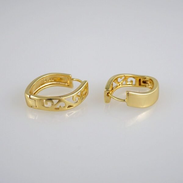 Earrings Woman/ Aretes Dama/   Plain/   14k Real Color// E399 - Image 2