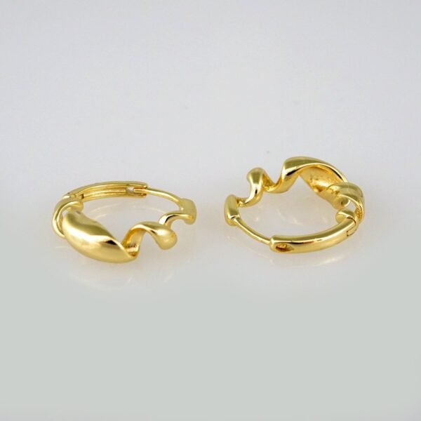 Earrings Woman/ Aretes Dama/  Plain/  14k Real Color// E406 - Image 2