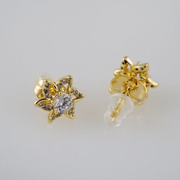 Women Earrings/ Aretes Dama/  Zircon Stone/  14k Real Color// E862 - Image 2