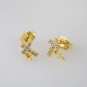 Women Earrings/ Aretes Dama/  Zircon Stone/  14k Real Color// E861