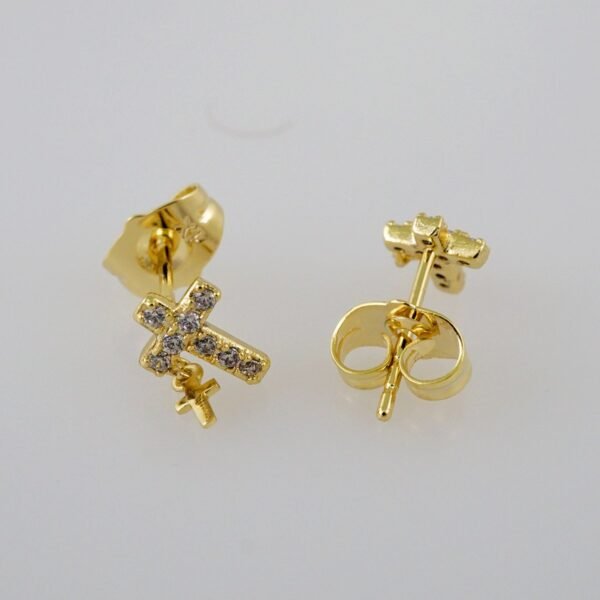 Women Earrings/ Aretes Dama/  Zircon Stone/  14k Real Color// E861 - Image 2