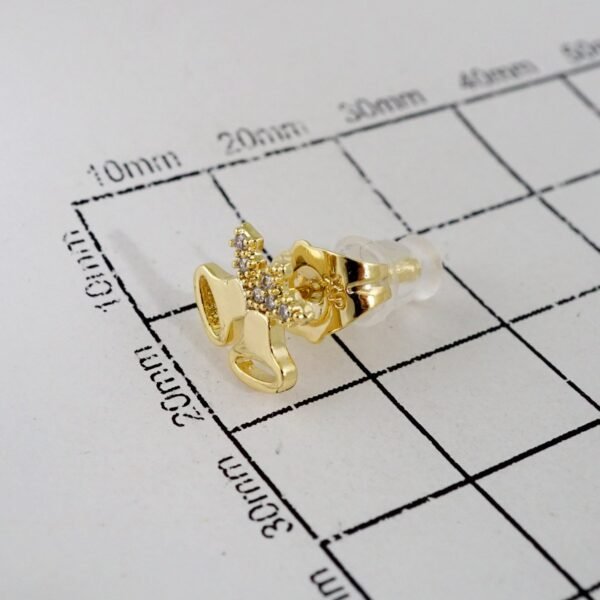 Women Earrings/ Aretes Dama/Zircon Stone/14k Real Color// E838 - Image 3