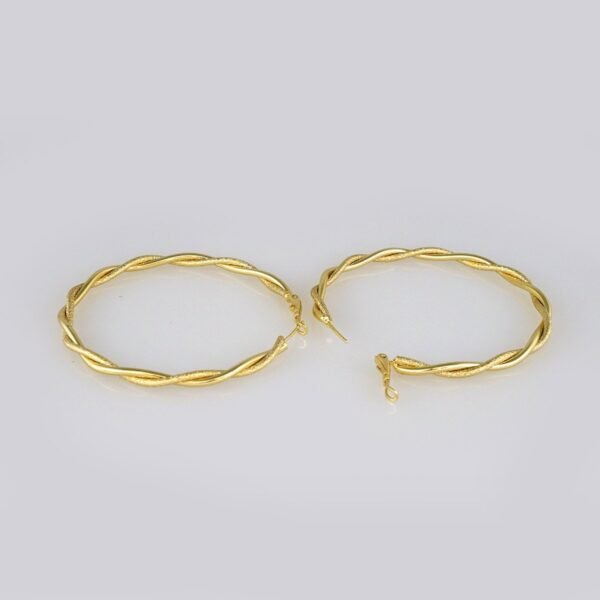Earrings Woman/ Aretes Dama/ Plain/ 14k Real Color// E411 - Image 2