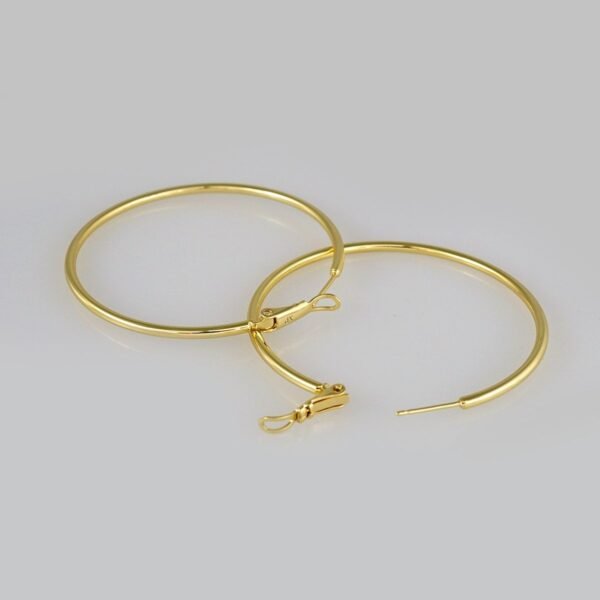 Earrings Woman/ Aretes Dama/ Plain/ 14k Real Color// E412 - Image 2