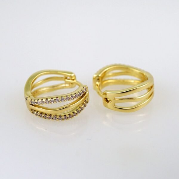 Women Earrings/ Aretes Dama/ Zircon Stone/ 14k Real Color// E454 - Image 2