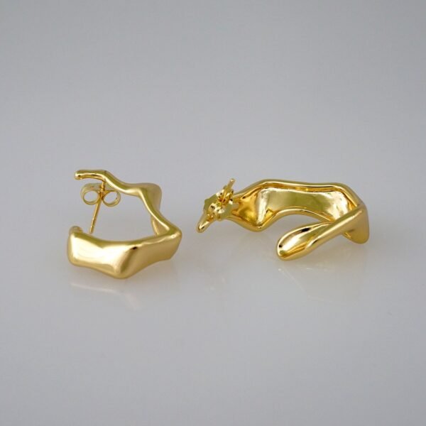 Women Earrings/ Aretes Dama/Plain/14k Real Color// E468 - Image 2