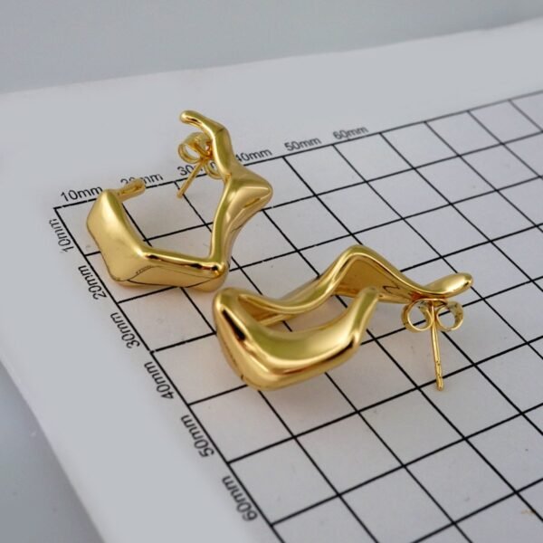 Women Earrings/ Aretes Dama/Plain/14k Real Color// E468 - Image 3