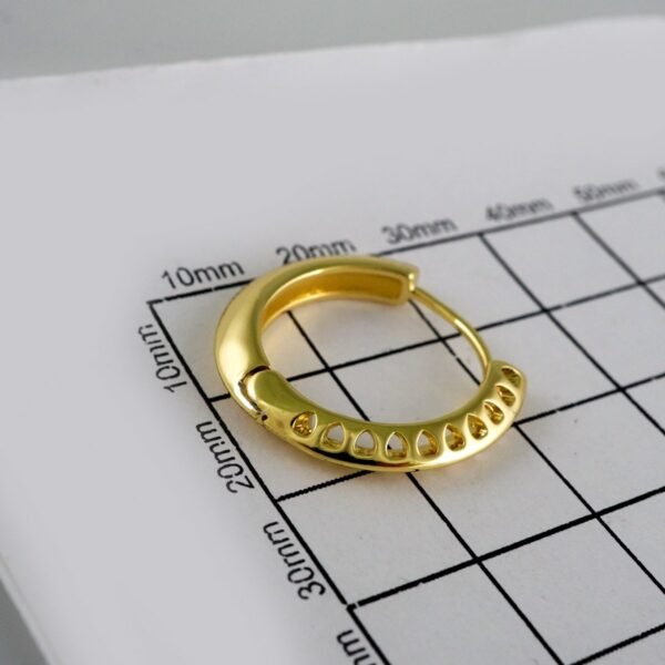 Women Earrings/ Aretes Dama/ Plain/ 14k Real Color// E472 - Image 3