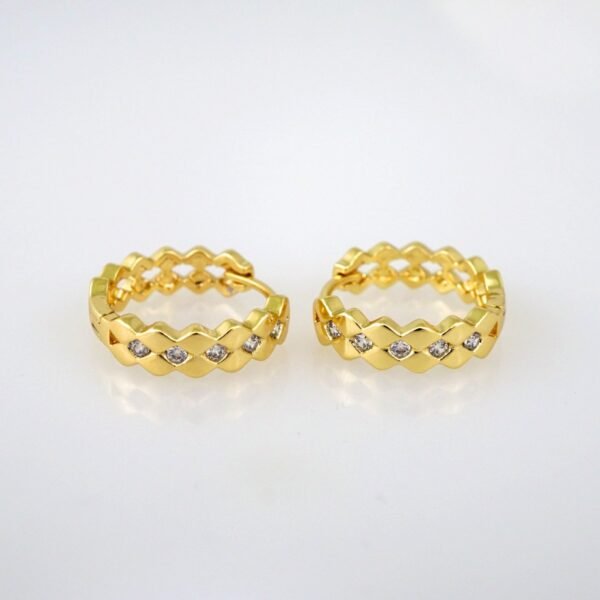 Women Earrings/ Aretes Dama/Zircon Stone/14k Real Color// E509