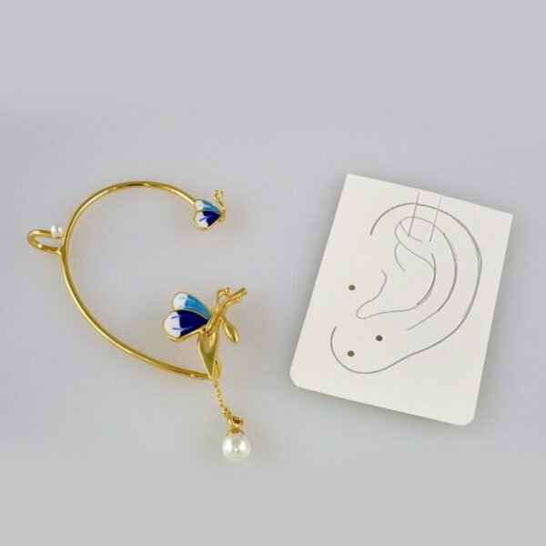 Women Earrings/ Aretes Dama/ Zircon Stone/ 14k Real Color/ Trepador de oreja 1PZ// E516 - Image 2