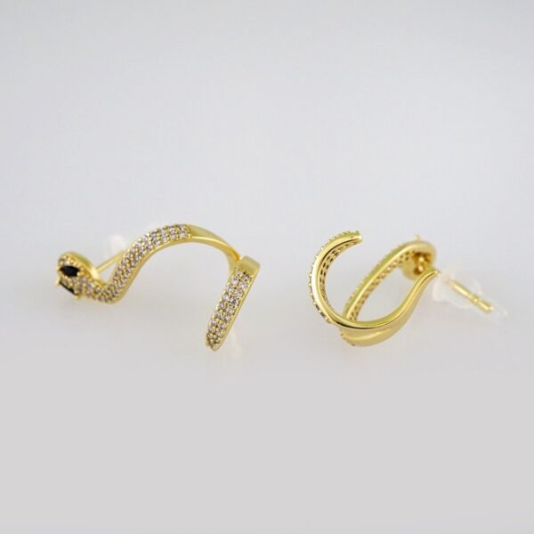 Women Earrings/ Aretes Dama/ Zircon Stone/ 14k Real Color/ Serpiente// E522 - Image 2