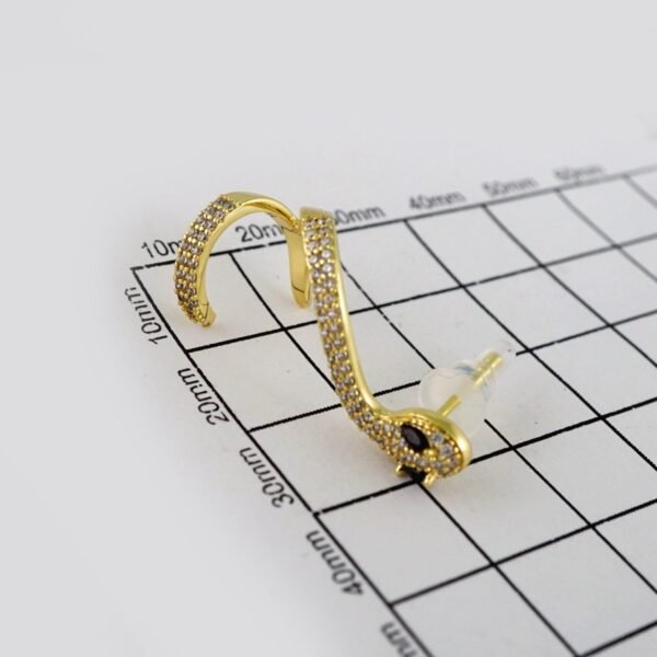 Women Earrings/ Aretes Dama/ Zircon Stone/ 14k Real Color/ Serpiente// E522 - Image 3
