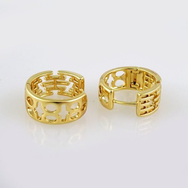 Women Earrings/ Aretes Dama/ Plain/ 14k Real Color// E525 - Image 2