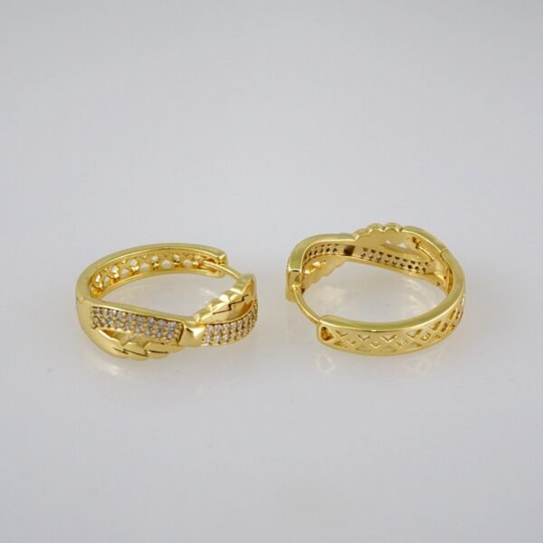 Women Earrings/ Aretes Dama/Zircon Stone/14k Real Color// E564 - Image 2