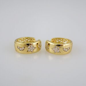 Women Earrings/ Aretes Dama/  Zircon Stone/  14k Real Color// E571