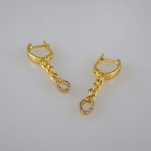 Women Earrings/ Aretes Dama/  Zircon Stone/  14k Real Color// E584