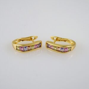 Women Earrings/ Aretes Dama/  Zircon Stone/  14k Real Color// E596