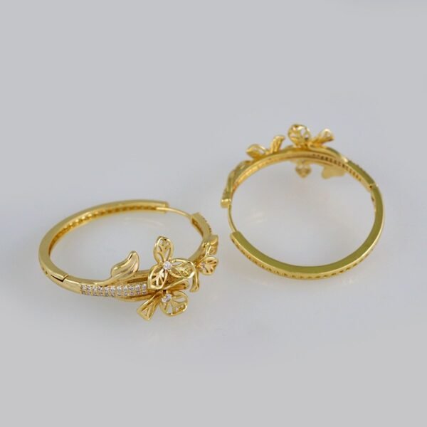 Women Earrings/ Aretes Dama/Zircon Stone/14k Real Color// E615 - Image 2