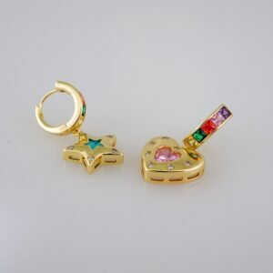 Women Earrings/ Aretes Dama/Zircon Stone/14k Real Color// E660