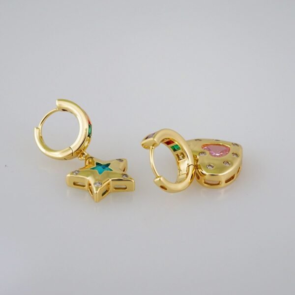 Women Earrings/ Aretes Dama/Zircon Stone/14k Real Color// E660 - Image 2