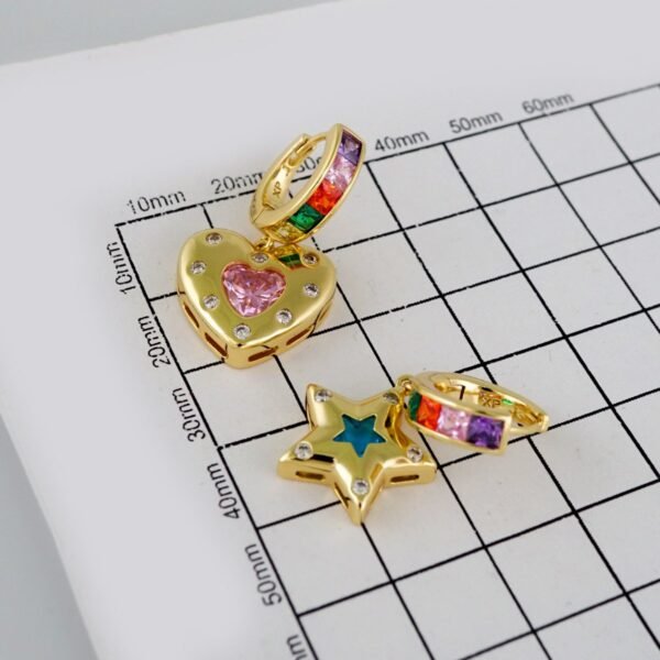 Women Earrings/ Aretes Dama/Zircon Stone/14k Real Color// E660 - Image 3