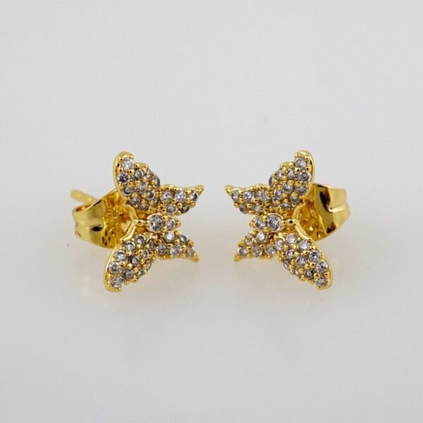 Women Earrings/ Aretes Dama/  Zircon Stone/  14k Real Color// E752