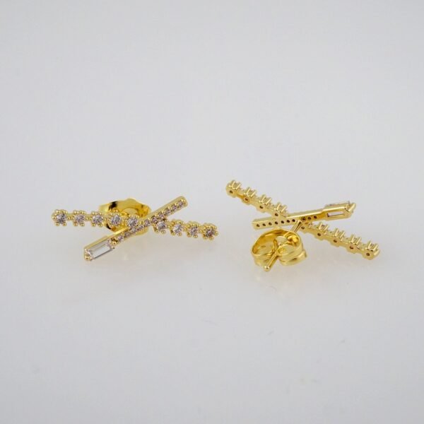 Women Earrings/ Aretes Dama/  Zircon Stone/  14k Real Color// E758 - Image 2
