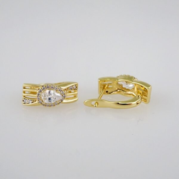 Women Earrings/ Aretes Dama/  Zircon Stone/  14k Real Color// E759 - Image 2