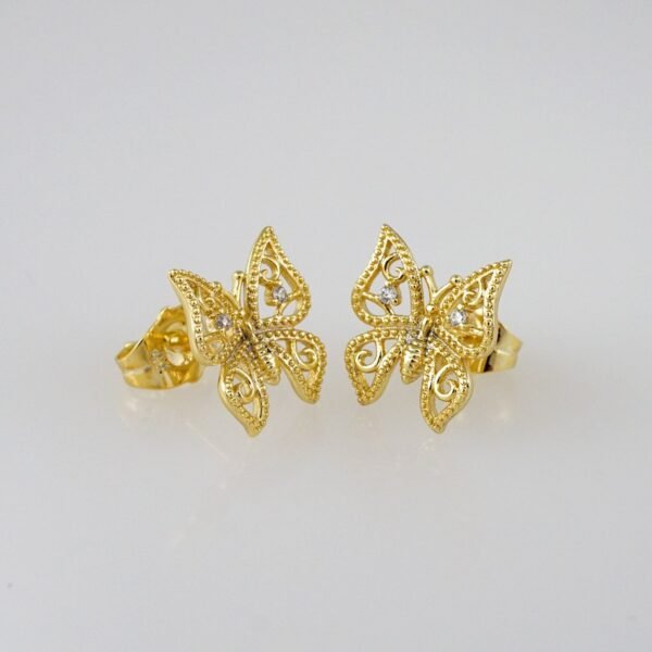 Women Earrings/ Aretes Dama/  Zircon Stone/  14k Real Color// E762