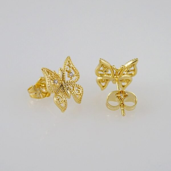 Women Earrings/ Aretes Dama/  Zircon Stone/  14k Real Color// E762 - Image 2