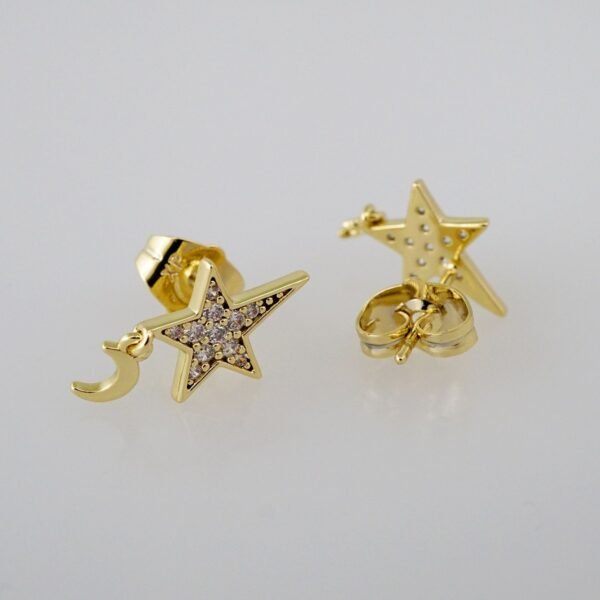 Women Earrings/ Aretes Dama/  Zircon Stone/  14k Real Color// E779 - Image 2