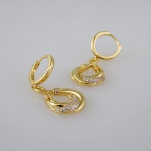 Women Earrings/ Aretes Dama/  Zircon Stone/  14k Real Color// E845